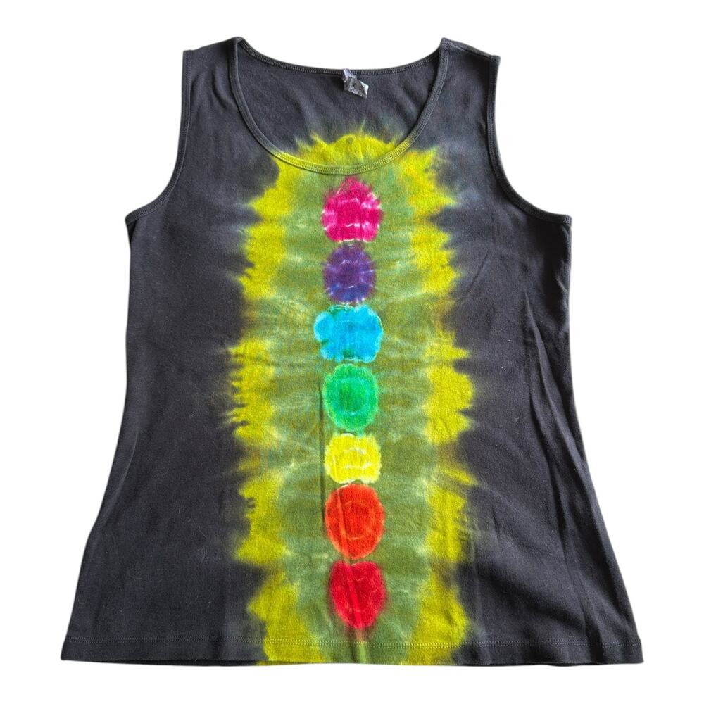 Womens Tank Top Shirt Size Large Chakra Handmade Tie Dye Colorful Yoga Brand New
